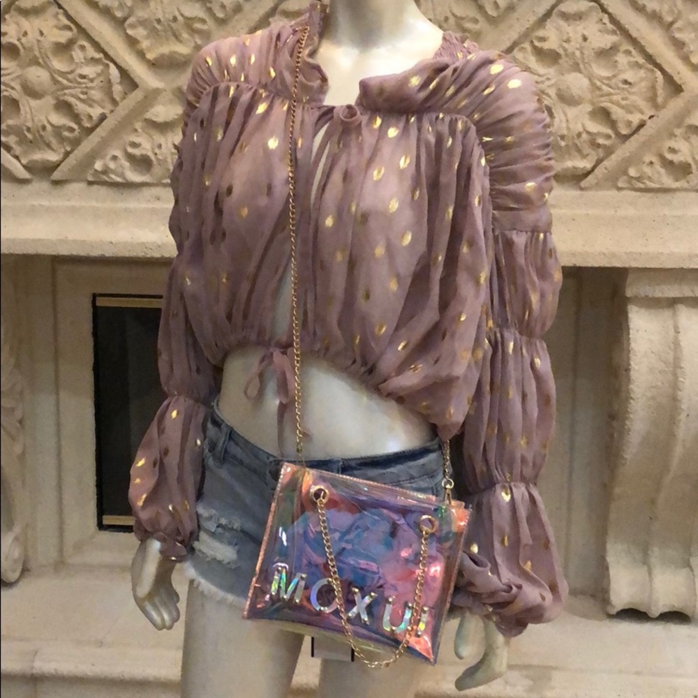 Trendy Iridescent/Hologram Tote/Crossbody Handbag - Picture 2 of 8